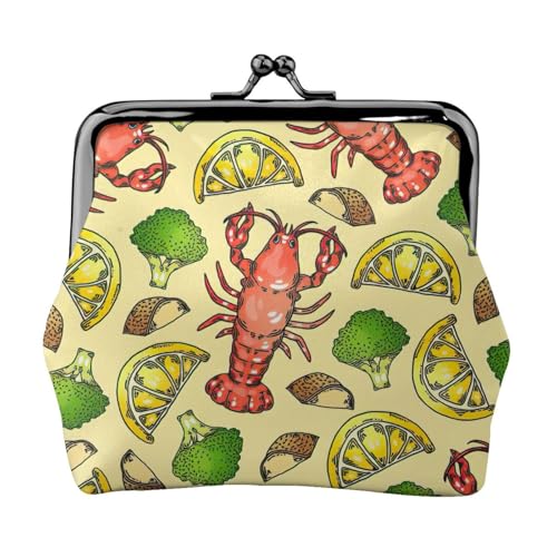 Kompakte Münzbörse mit Hummer- und Zitronenmuster, 11,5 x 10,5 cm, niedliche Mini-Geldbörse mit Kussverschluss, wasserdichte Tasche von GUOLGP