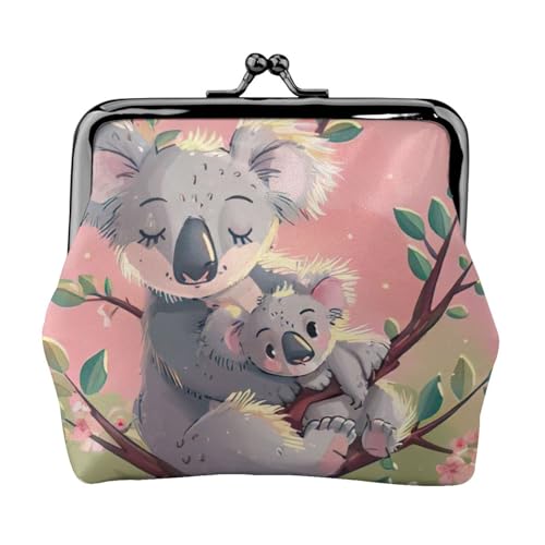 Kompakte Münzbörse mit Koalabär-Druck, 11,5 x 10,5 cm, niedliche Mini-Geldbörse mit Kussverschluss, wasserdichte Tasche von GUOLGP