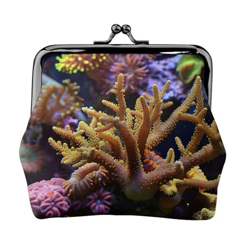 Kompakte Münzbörse mit Korallenriff-Druck, 11,5 x 10,5 cm, niedliche Mini-Geldbörse mit Kussverschluss, wasserdichte Tasche von GUOLGP