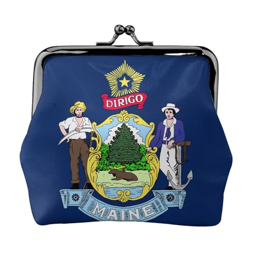 Kompakte Münzbörse mit Maine State Flagge, 11,5 x 10,5 cm, niedliche Mini-Geldbörse mit Kussverschluss, wasserdichte Tasche von GUOLGP