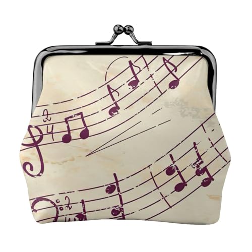 Kompakte Münzbörse mit Musiknoten-Blumendruck, 11,5 x 10,5 cm, niedliche Mini-Geldbörse mit Kussverschluss, wasserdichte Tasche von GUOLGP