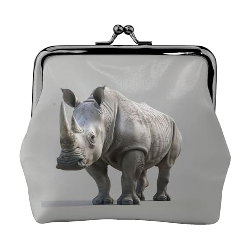 Kompakte Münzbörse mit Tier-Nashorn-Druck, 11,5 x 10,5 cm, niedliche Mini-Geldbörse mit Kussverschluss, wasserdichte Tasche von GUOLGP