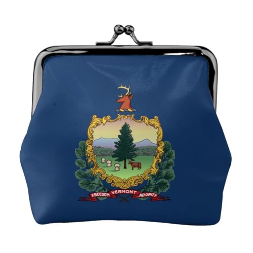 Kompakte Münzbörse mit Vermont Staatsflagge, 11,5 x 10,5 cm, niedliche Mini-Geldbörse mit Kussverschluss, wasserdichte Tasche von GUOLGP
