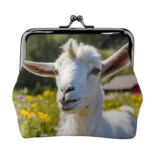 Kompakte Münzbörse mit Ziegenmuster, 11,5 x 10,5 cm, niedliche Mini-Geldbörse mit Kussverschluss, wasserdichte Tasche von GUOLGP