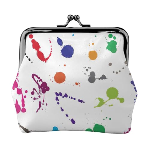 Kompakte Münzbörse mit abstraktem Farbspritzer-Druck, 11,5 x 10,5 cm, niedliche Mini-Geldbörse mit Kussverschluss, wasserdichte Tasche von GUOLGP