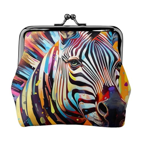 Kompakte Münzbörse mit abstraktem Tier, Zebramuster, 11,5 x 10,5 cm, niedliche Mini-Geldbörse mit Kussverschluss, wasserdichte Tasche von GUOLGP