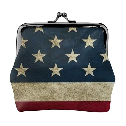 Kompakte Münzbörse mit amerikanischer Flagge, 11,5 x 10,5 cm, niedliche Mini-Geldbörse mit Kussverschluss, wasserdichte Tasche von GUOLGP