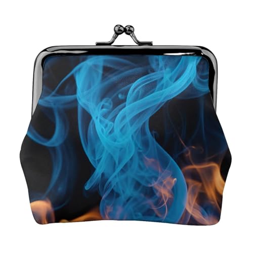 Kompakte Münzbörse mit blauem Flammenmuster, 11,5 x 10,5 cm, niedliche Mini-Geldbörse mit Kussverschluss, wasserdichte Tasche von GUOLGP