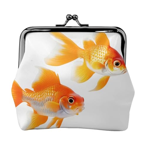 Kompakte Münzbörse mit süßem Goldfisch-Druck, 11,5 x 10,5 cm, niedliche Mini-Geldbörse mit Kussverschluss, wasserdichte Tasche von GUOLGP