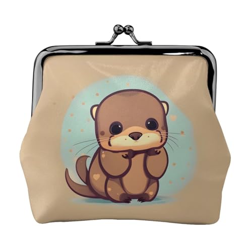 Kompakte Münzbörse mit süßem Otter-Druck, 11,5 x 10,5 cm, niedliche Mini-Geldbörse mit Kussverschluss, wasserdichte Tasche von GUOLGP