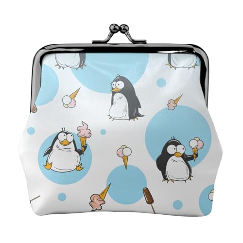 Kompakte Münzbörse mit süßem Pinguin-Druck, 11,5 x 10,5 cm, niedliche Mini-Geldbörse mit Kussverschluss, wasserdichte Tasche von GUOLGP