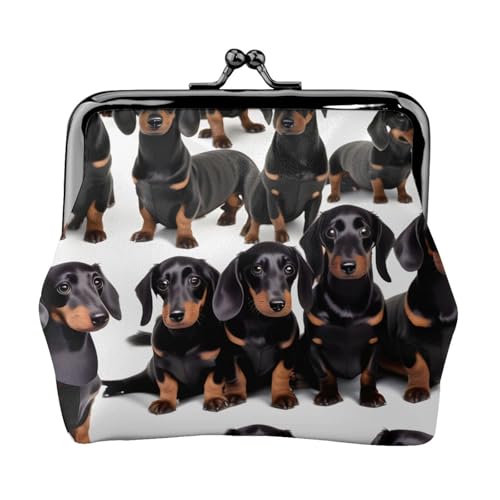 Kompakte Münzgeldbörse mit Dackel-Weiner-Motiv, 11,5 x 10,5 cm, niedliche Mini-Geldbörse mit Kussverschluss, wasserdichte Tasche von GUOLGP