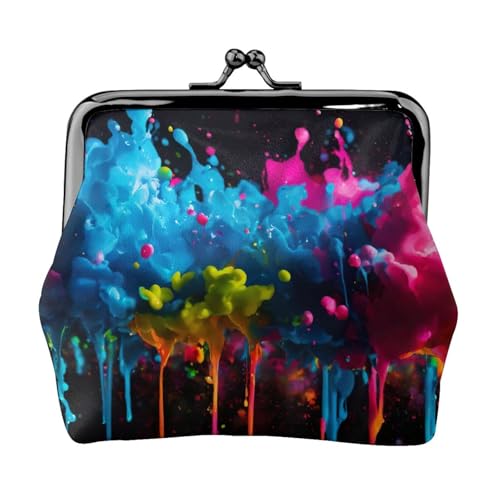 Kompakte Münzgeldbörse mit Farbspritzer-Hintergrund, 11,5 x 10,5 cm, niedliche Mini-Geldbörse mit Kussverschluss, wasserdichte Tasche von GUOLGP