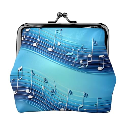 Kompakte Münzgeldbörse mit Musiknoten-Druck, 11,5 x 10,5 cm, niedliche Mini-Geldbörse mit Kussverschluss, wasserdichte Tasche von GUOLGP