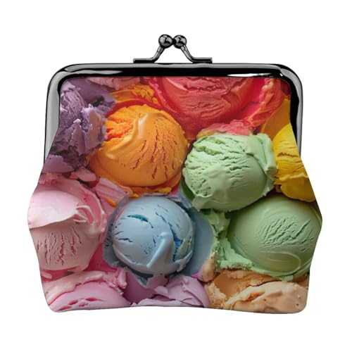Kompakte Münzgeldbörse mit buntem Eiscreme-Druck, 11,5 x 10,5 cm, niedliche Mini-Geldbörse mit Kussverschluss, wasserdichte Tasche von GUOLGP