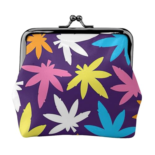 Kompakte Münzgeldbörse mit buntem Unkrautmuster, 11,5 x 10,5 cm, niedliche Mini-Geldbörse mit Kussverschluss, wasserdichte Tasche Kompakte Münzgeldbörse mit buntem Unkrautmuster, 11,5 x 10,5 cm, niedliche Mini-Geldbörse mit Kussverschluss, wasserdichte Tasche von GUOLGP