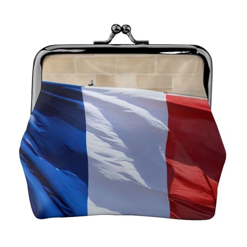 Kompakte Münzgeldbörse mit französischer Flagge, 11,5 x 10,5 cm, niedliche Mini-Geldbörse mit Kussverschluss, wasserdichte Tasche von GUOLGP