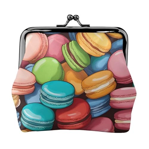 Macaron Biscuit Flavored Print Compact Coin Purse 11.5x10.5cm Cute Mini Wallet with Kiss Lock Waterproof Pouch von GUOLGP