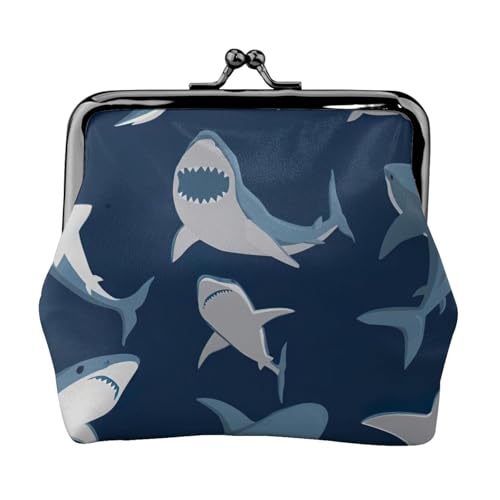 Ocean Shark Print Kompakte Münzbörse 11,5 x 10,5 cm Niedliche Mini-Geldbörse mit Kuss-Lock-wasserdichter Tasche von GUOLGP