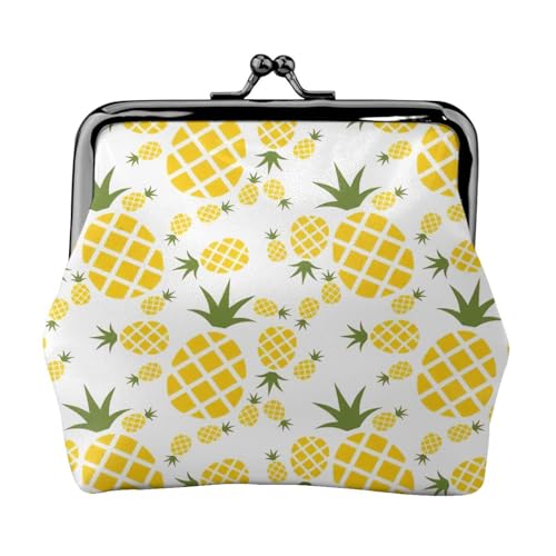 Pineapple (2) Bedruckte kompakte Münzgeldbörse 11,5 x 10,5 cm süße Mini-Geldbörse mit Kussverschluss, wasserdichte Tasche von GUOLGP