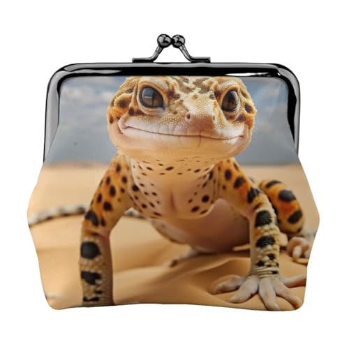 Sand Leopard Gecko Print Compact Coin Purse 11.5 x 10.5 cm Cute Mini Wallet with Kiss Lock Waterproof Pouch Sand Leopard Gecko Print Compact Coin Purse 11.5 x 10.5 cm Cute Mini Wallet with Kiss Lock Waterproof Pouch von GUOLGP