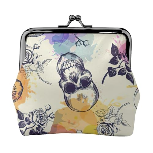 Totenkopf-Blumendruck, kompakte Münzbörse, 11,5 x 10,5 cm, niedliche Mini-Geldbörse mit Kussverschluss, wasserdichte Tasche Totenkopf-Blumendruck, kompakte Münzbörse, 11,5 x 10,5 cm, niedliche Mini-Geldbörse mit Kussverschluss, wasserdichte Tasche von GUOLGP