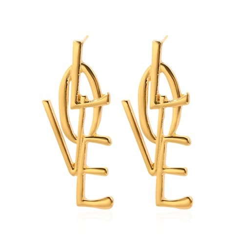 GUOXIAOMEI Punk Love Buchstabe große lange Hängeohrringe Mode englisches Alphabet Liebe Herz Form baumeln Ohrstecker, Metall, Kein Edelstein GUOXIAOMEI Punk Love Buchstabe große lange Hängeohrringe Mode englisches Alphabet Liebe Herz Form baumeln Ohrstecker, Metall, Kein Edelstein von GUOXIAOMEI