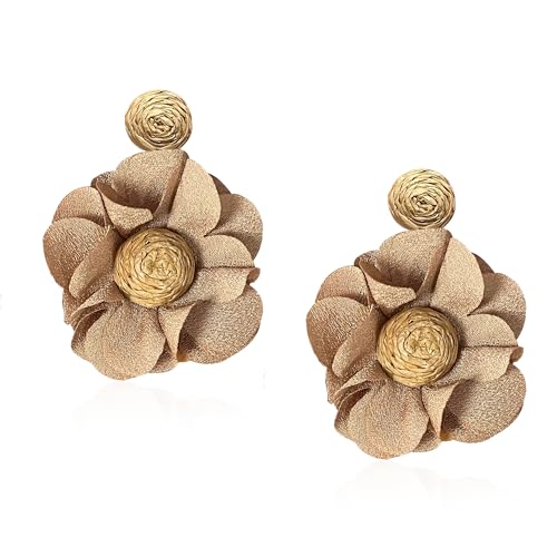 GUOXIAOMEI Rattan-Blumen-Ohrringe, Bast, baumelnde Boho-Statement-Ohrringe für Frauen, Polyester, Kein Edelstein GUOXIAOMEI Rattan-Blumen-Ohrringe, Bast, baumelnde Boho-Statement-Ohrringe für Frauen, Polyester, Kein Edelstein von GUOXIAOMEI