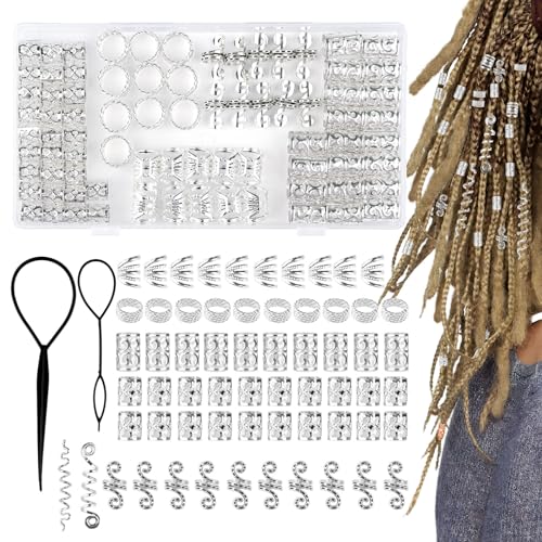 GUOYIHUA 84 Stück Dreadlocks Schmuck, Haarspiralen Clips Verstellbar Metall Cuffs Haar Flecht Perlen Haarspange Clip, Braids Haarschmuck Accessoire, für Damen Männer Zöpfe Dekoration von GUOYIHUA