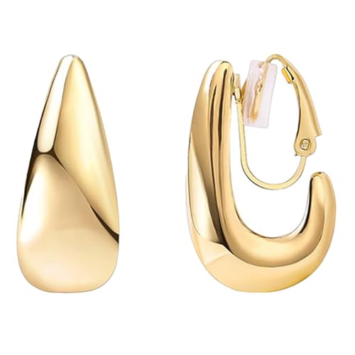 GUOYOU Clip Ohrringe 14K Ohrclips Damen Ohne Ohrlöcher Leicht und Stressfrei Ohrclips Gold Luxus der Spitzenklasse Ohrringe Ohne Ohrloch für Frauen Freundin Mama Mädchen Geburtstagsfeiern (Stil 2) von GUOYOU