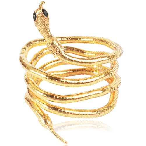 GUOYOU Damen Armreif Gold Oberarmreif aus Gold Silber Ener Tropfen-Design Armreif Offener Armreifen Oberarm Wickelarmband Statement-Schmuck für Handgelenk Arm Schmuck Silber (goldene Schlange) GUOYOU Damen Armreif Gold Oberarmreif aus Gold Silber Ener Tropfen-Design Armreif Offener Armreifen Oberarm Wickelarmband Statement-Schmuck für Handgelenk Arm Schmuck Silber (goldene Schlange) von GUOYOU