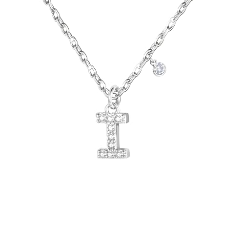 GUOYU 26 Halskette mit Anfangsbuchstaben für Frauen Mädchen, Halskette mit Buchstabe aus Zirkonia aus Silber, Anhänger, Personalisierung, Geschenkideen zum Geburtstag, L, Edelstahl, Strass (I) von GUOYU