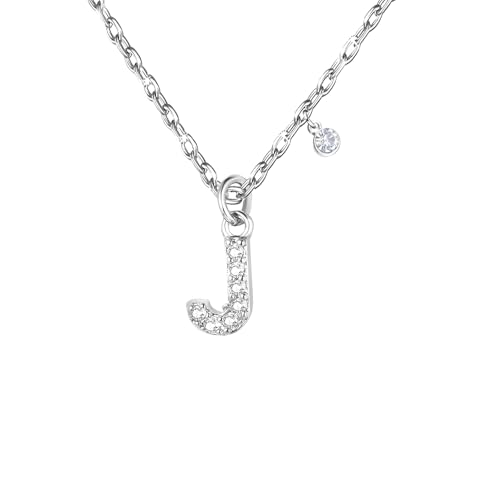 GUOYU 26 Halskette mit Anfangsbuchstaben für Frauen Mädchen, Halskette mit Buchstabe aus Zirkonia aus Silber, Anhänger, Personalisierung, Geschenkideen zum Geburtstag, L, Edelstahl, Strass (J) von GUOYU