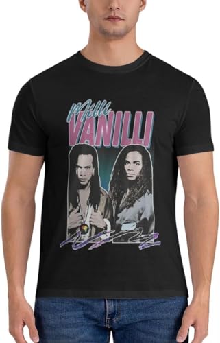 Milli Vanilli T-ShirtMilli Vanilli - 80's Fanart Aesthetic Design Tribute T-Shirt Summer top Cute Clothes Black M von GUOZHONGTIAN