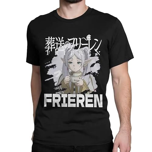 Sousou No Frieren Vintage Cotton Tees Crewneck T Shirt Clothes Anime Japanese Beyond Journey's End T-Shirts for Men Women Black XL von GUOZHONGTIAN
