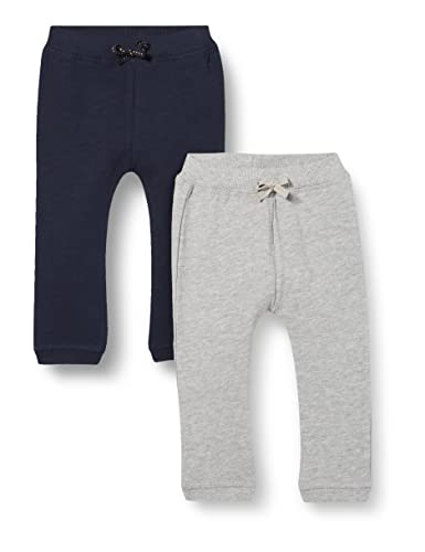 GUPPY BABY Jungen ZBMLAVON 2P SWE PANT UNB Jogginghose, Grey Melange/Pack:DARK SAPPHIRE, 68 von GUPPY BABY