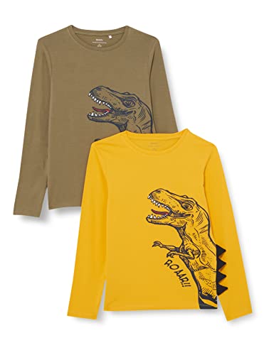 GUPPY MINI Jungen ZMMLORENZO 2P LS TOP Langarmshirt, Deep Lichen Green/Pack:GOLDEN Rod, 104 von GUPPY MINI