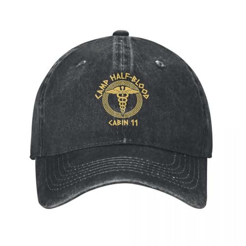 GUPUOOU Camp Half-Blood Cabin 11 Baseballmützen Vintage Distressed Denim Washed Percy Jackson Snapback Cap Unisex Outdoor Verstellbarer Hut Baumwolle, für alle Jahreszeiten von GUPUOOU