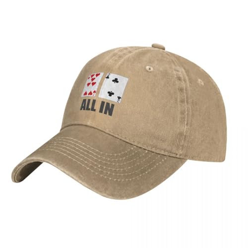 GUPUOOU Poker Denim Baseball Cap All in 7 2 Männer Design Trucker Hut Retro Gym Sun-Proof Baseball Caps Baumwolle, für alle Jahreszeiten von GUPUOOU