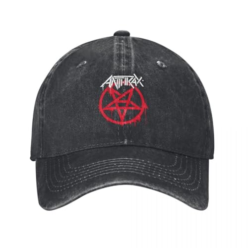 Lässiges Logo Anthrax Baseballkappe für Männer Frauen Distressed Denim Snapback Cap Thrash Metal Band Outdoor Workouts Caps Hut Baumwolle, für alle Jahreszeiten von GUPUOOU