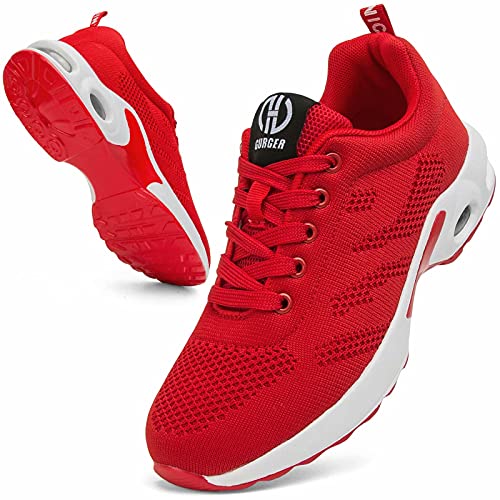 GURGER Air Laufschuhe Damen Atmungsaktiv Turnschuhe Sportschuhe Dämpfung Leichte Sneaker Frauen Laufen Straßenlaufschuhe Walkingschuhe Rot Größe 35 von GURGER