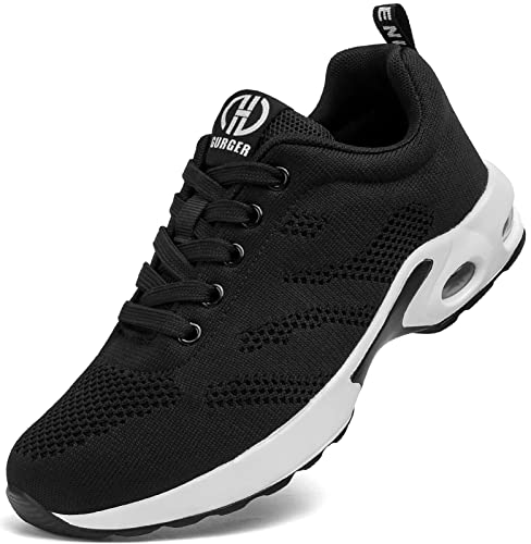 GURGER Air Laufschuhe Damen Atmungsaktiv Turnschuhe Sportschuhe Dämpfung Leichte Sneaker Frauen Laufen Straßenlaufschuhe Walkingschuhe Schwarz Größe 37 von GURGER