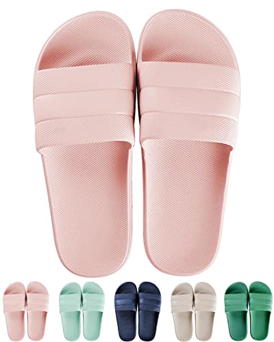 GURGER Badeschuhe Damen Herren Dusch Hausschuhe Slippers Sommer Slide Pantoletten Badelatschen Outdoor Strandschuhe Indoor Saunalatschen Rosa Größe 36 37 von GURGER