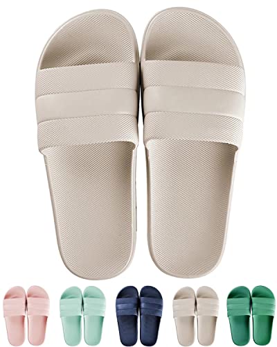 GURGER Badeschuhe Damen Herren Dusch Hausschuhe Slippers Sommer Slide Pantoletten Badelatschen Outdoor Strandschuhe Indoor Saunalatschen Grau Größe 40 41 von GURGER