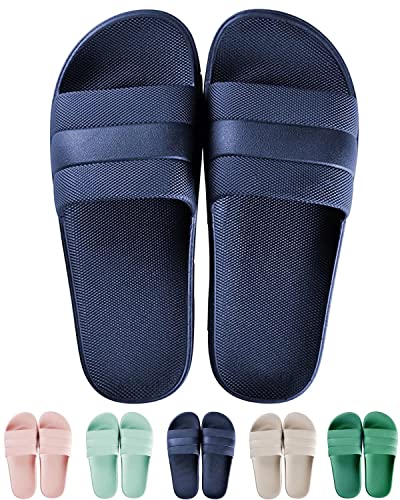 GURGER Badeschuhe Damen Herren Dusch Hausschuhe Slippers Sommer Slide Pantoletten Badelatschen Outdoor Strandschuhe Indoor Saunalatschen Navy Blau Größe 40 41 von GURGER