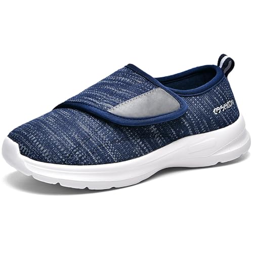 GURGER Diabetiker Schuhe Damen Herren Leichte Weit Klettverschuß Orthopädische Hausschuhe Bequem rutschfeste Geschwollene Rehaschuhe Schwarz Weiß Größe 47 von GURGER