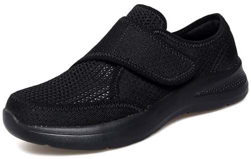 GURGER Diabetiker Schuhe Damen Klettverschluss Verbandsschuhe rutschfest Bequemer Rehaschuhe Orthopädische Freizeitschuhe Schwarz Größe 40 von GURGER