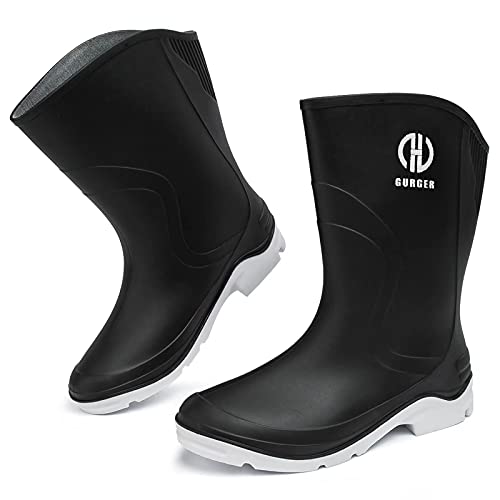 GURGER Gummistiefel Damen Halbhoch Wasserdicht Regenstiefel Frauen Gummistiefeletten Outdoor rutschfeste Boots Schwarz Größe 39 von GURGER