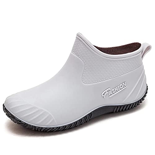 GURGER Gummistiefel Damen Kurz Regenschuhe Wasserdicht Gummistiefeletten Regenstiefel Rutschfest Gartenschuhe Grau Größe 40 von GURGER