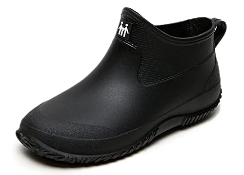 GURGER Gummistiefel Damen Kurz Regenstiefel Wasserdichte Kurzschaft Gummistiefeletten Frauen Rutschfest Regenstiefeletten Regenschuhe Größe 40 Schwarz von GURGER